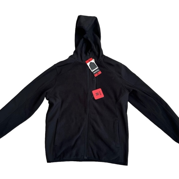 Reebok Mens Hybrid Softshell Fleece Jacket Hoodie Black YKK Zip Medium M - Picture 4 of 6